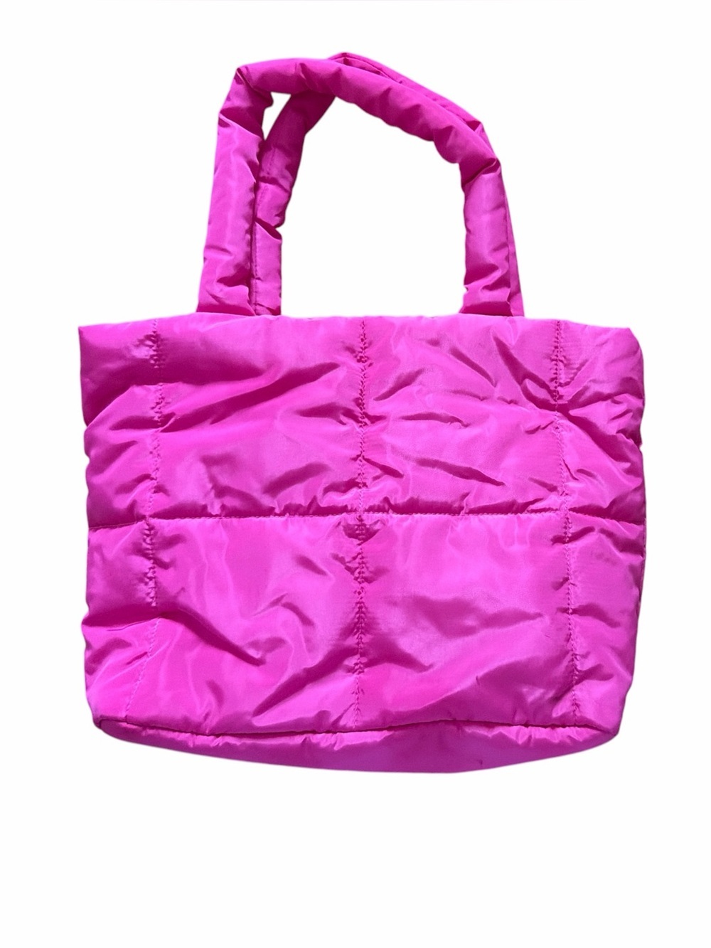 Pink Quilted Tote Bag - Lightweight Everyday Shoulder Bag
